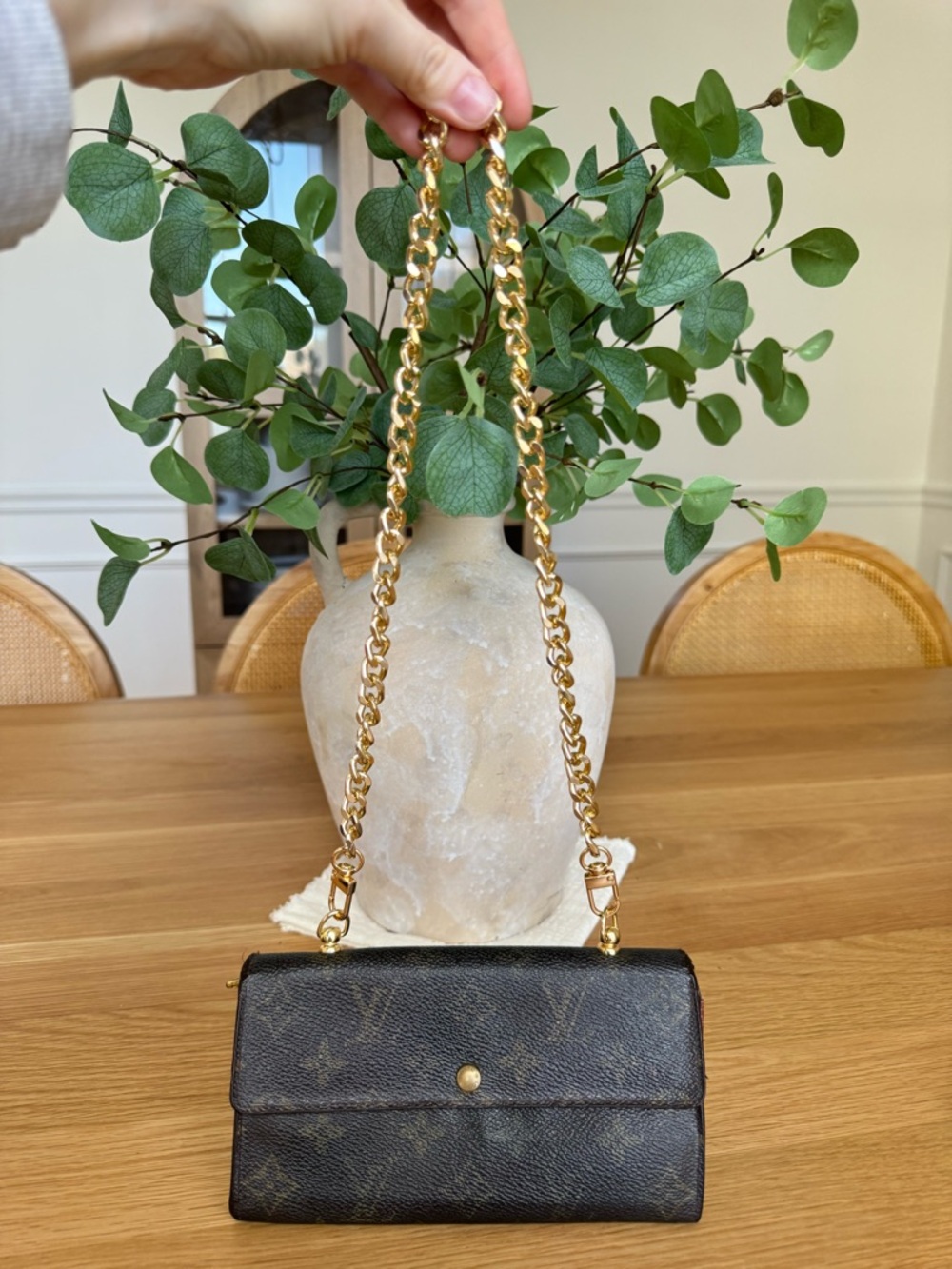 ✅AUTH✅SET OF LOUIS VUITTON WALLET ON A CHAIN+KEYHOLDER - Picture 3 of 16